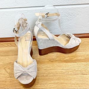 Joe’s Jeans Taupe Stacked‎ Wooden Platform Wedge